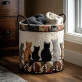 Gewatteerde wasmand – Kattensilhouetten in patchwork