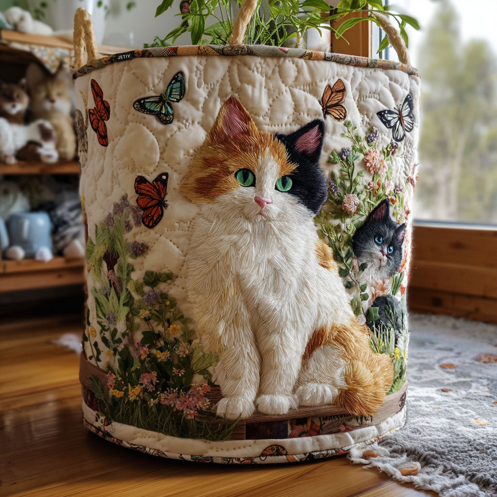 Gewatteerde wasmand – Kitten met vlinders