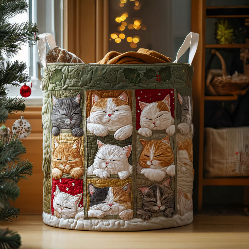 Gewatteerde wasmand – Kittens in patchworkvakjes