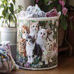 Gewatteerde wasmand – Kittens met bloemen