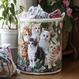 Gewatteerde wasmand – Kittens met bloemen
