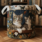 Gewatteerde wasmand – Kittens tussen bloemen