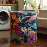 Gewatteerde wasmand – Kolibrie bij hibiscus