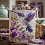Gewatteerde wasmand – Kolibrie bij paarse bloemen