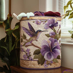 Gewatteerde wasmand – Kolibrie bij paarse hibiscus