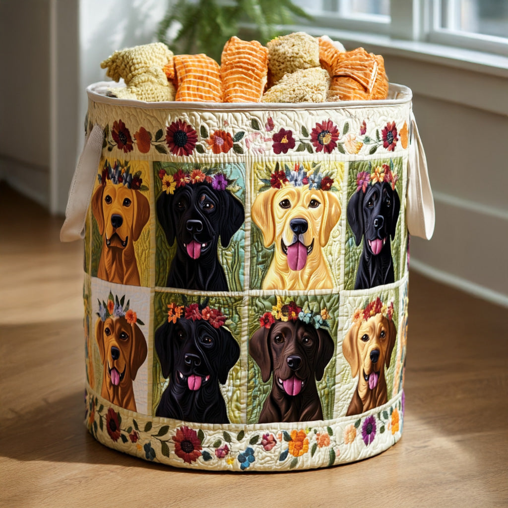 Gewatteerde wasmand – Labradors in patchwork