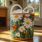 Gewatteerde wasmand – Madeliefjes met vlinders