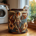 Gewatteerde wasmand – Olifant met zonnebloemen