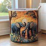 Gewatteerde wasmand – Olifanten bij zonsondergang