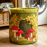 Gewatteerde wasmand – Paddenstoelen op groen