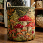 Gewatteerde wasmand – Paddenstoelen tussen varens