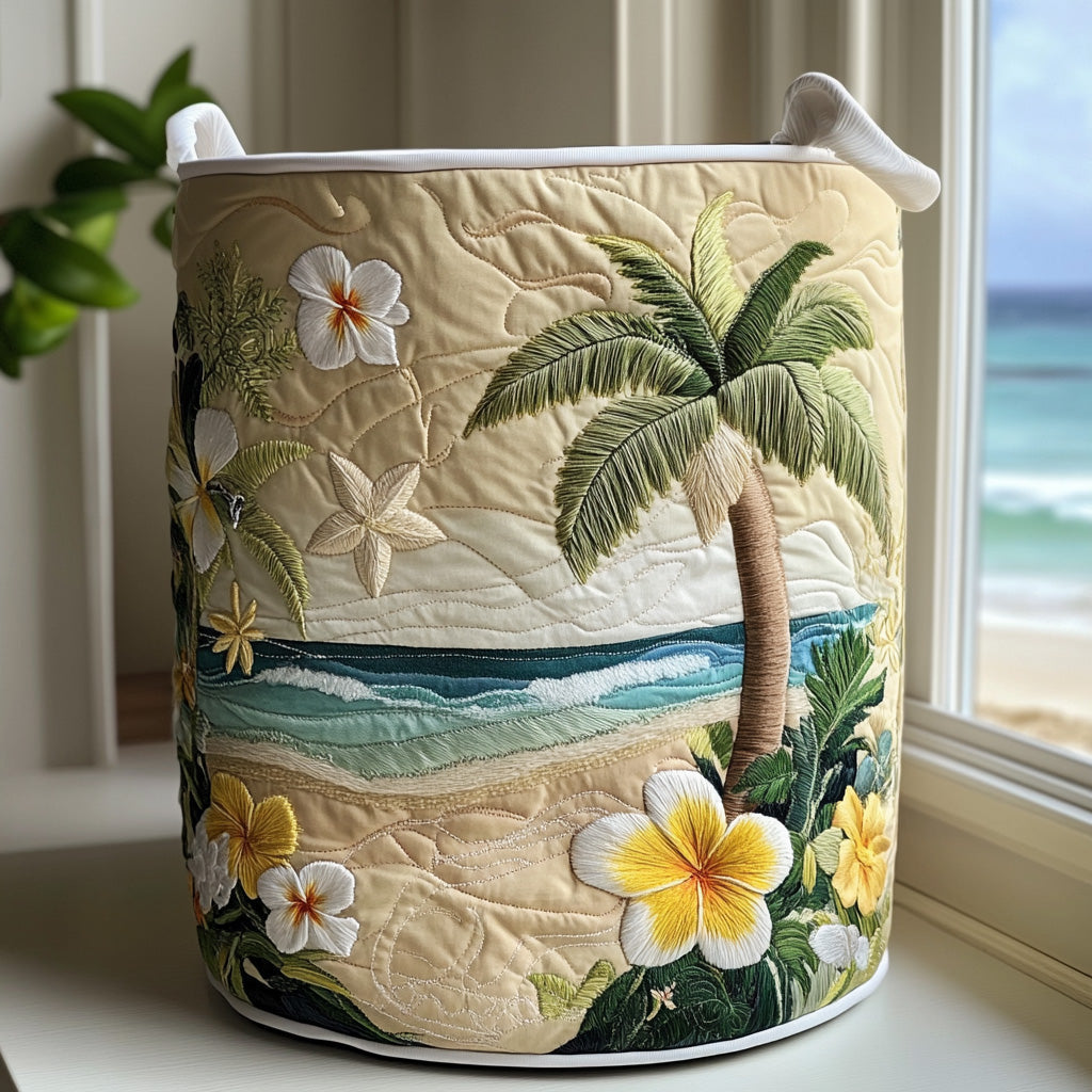 Gewatteerde wasmand – Palmboom aan het strand