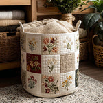 Gewatteerde wasmand – Patchwork met fijne bloementakjes