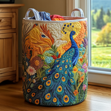 Gewatteerde wasmand – Pauw tussen de bloemen