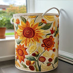 Gewatteerde wasmand – Retro zonnebloemen
