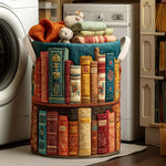 Gewatteerde wasmand – Ronde boekenkast