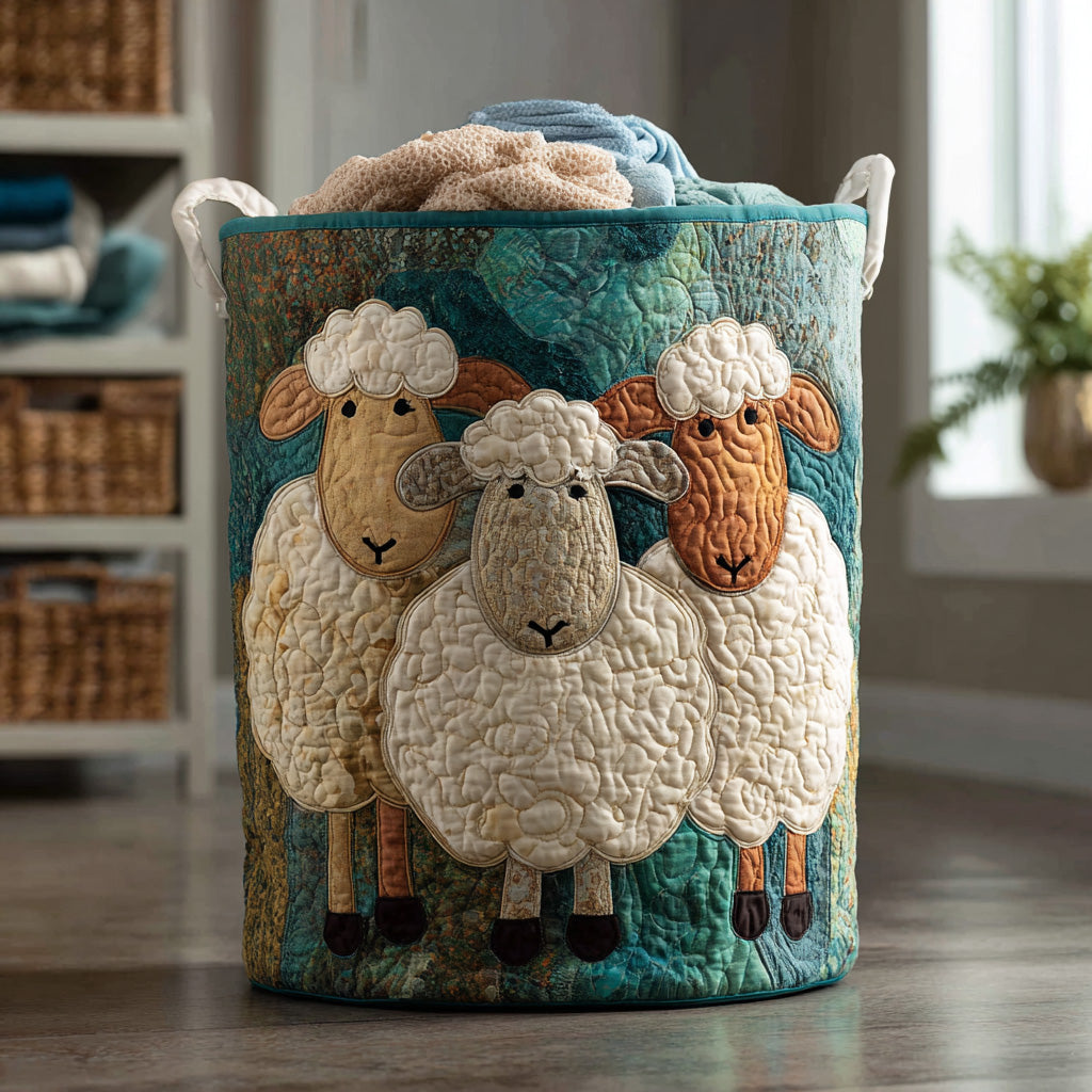 Gewatteerde wasmand – Schapen in close-up