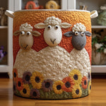 Gewatteerde wasmand – Schapen met zonnebloemen