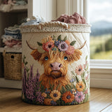 Gewatteerde wasmand – Schotse hooglander met bloemenkrans