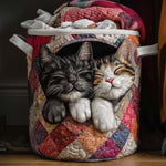 Gewatteerde wasmand – Slapende kittens op patchwork