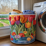Gewatteerde wasmand – Tulpen in de voorjaarstuin