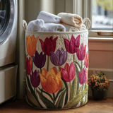 Gewatteerde wasmand – Tulpen in roze en oranje