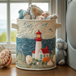 Gewatteerde wasmand – Vuurtoren met schelpen