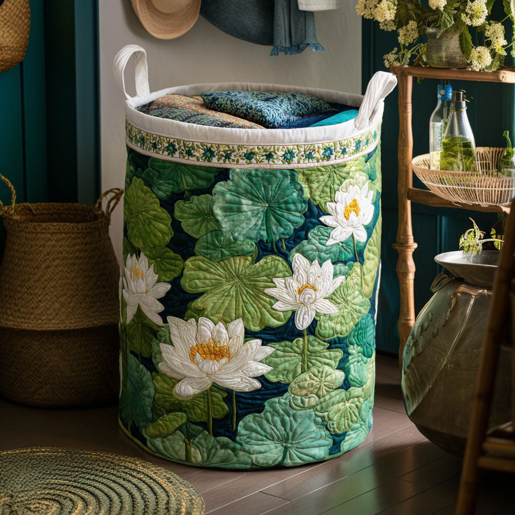 Gewatteerde wasmand – Waterlelies