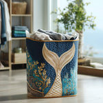 Gewatteerde wasmand – Zeemeerminstaart in blauw