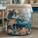 Gewatteerde wasmand – Zeeschildpadden in blauw