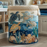 Gewatteerde wasmand – Zeeschildpadden in blauw