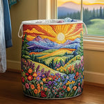Gewatteerde wasmand – Zon boven de bloemenheuvels
