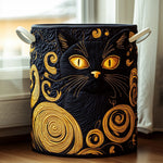 Gewatteerde wasmand – Zwarte kat met gouden krullen