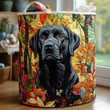 Gewatteerde wasmand – Zwarte labrador in de herfst