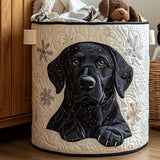 Gewatteerde wasmand – Zwarte labrador in de sneeuw