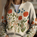 Ineke | Vest met rits en veldbloemenprint