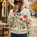 Ineke | Vest met rits en veldbloemenprint
