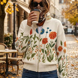 Ineke | Vest met rits en veldbloemenprint