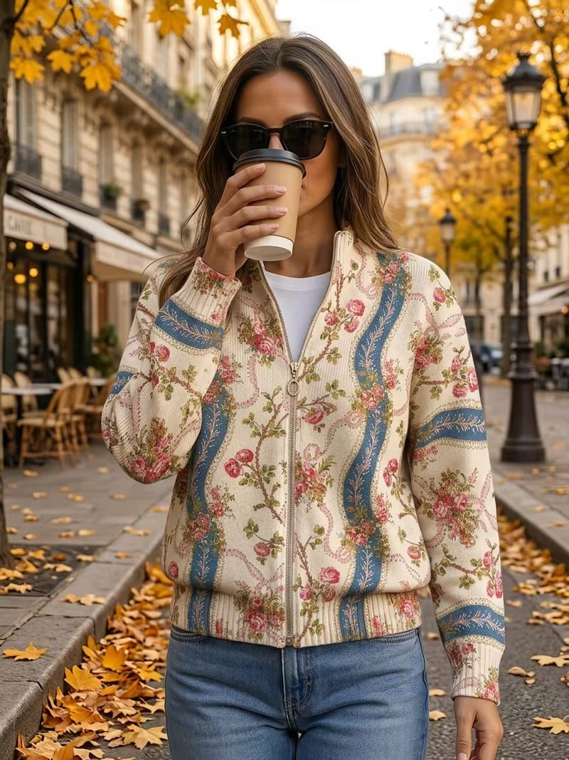 Jacoba | Vest met rits, klimrozen en linten