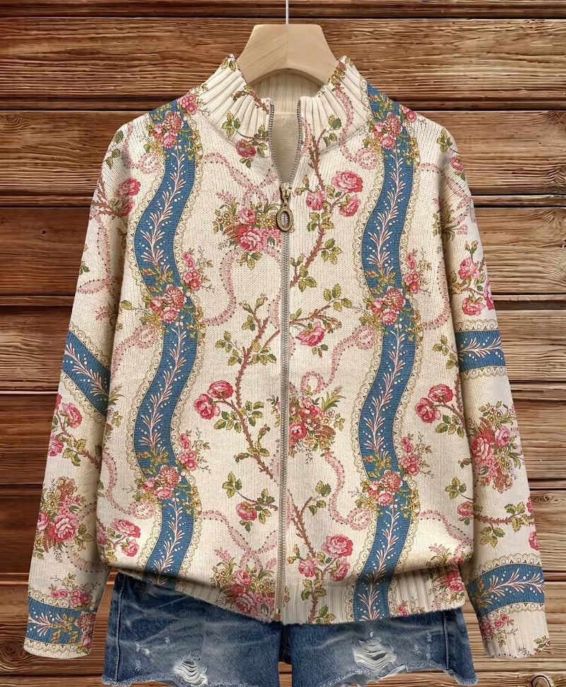 Jacoba | Vest met rits, klimrozen en linten