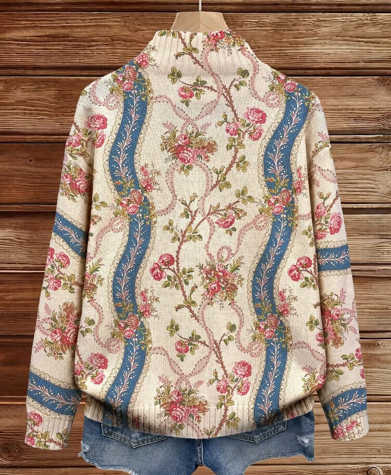 Jacoba | Vest met rits, klimrozen en linten