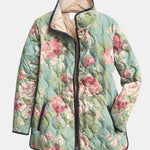 Jikke | Gewatteerde jas met retro bloemenprint
