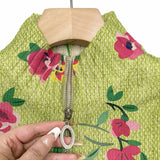 Rosalie | Limegroen vest met rits en roze bloemen