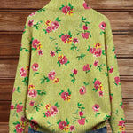Rosalie | Limegroen vest met rits en roze bloemen